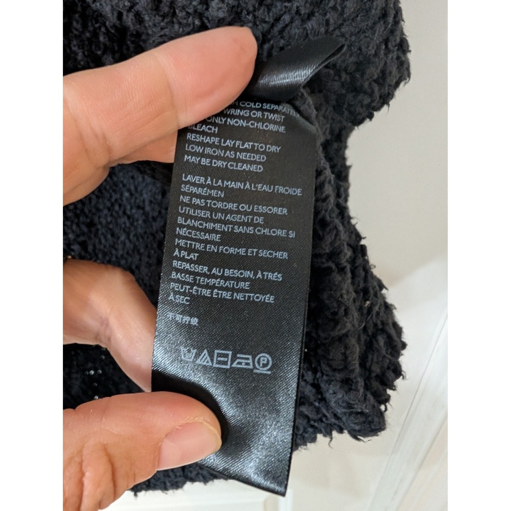 Anthropologie Boucle Knit Cocoon Cardigan Black Draped Open Front Large‎ - Picture 4 of 6